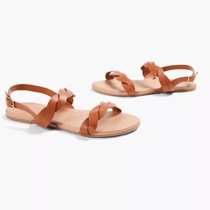 NWT 13W Lane Bryant Dream Cloud Ankle Twist-Strap Sandal - Cognac